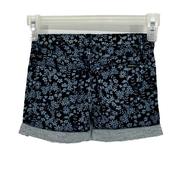 Eddie Bauer Girls Flex Knit Denim Short Floral Shadow Medium Indigo Size 4 - Picture 4 of 8